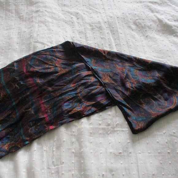Teal & burgundy silk scarf - Picture 2 of 4
